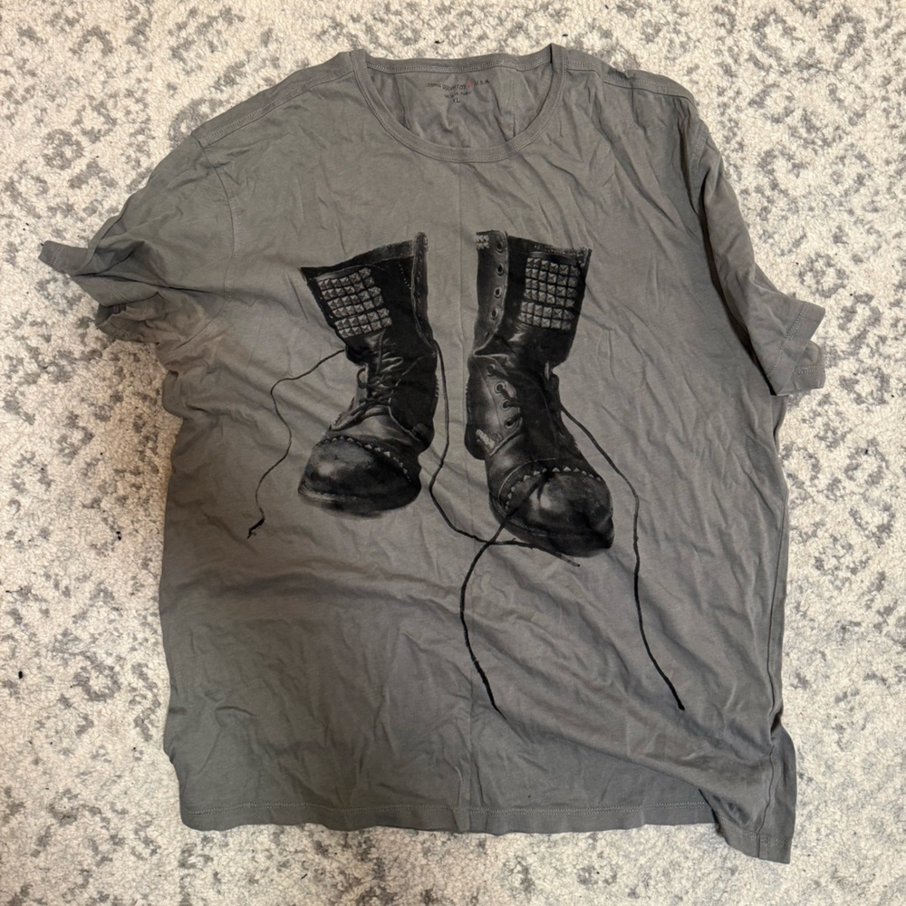 John Varvatos Charcoal Tee with Black Graphic